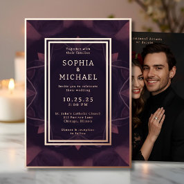 Gothic Dark Wedding Invitation Fotosjabloon Folie Feestdagenkaart
