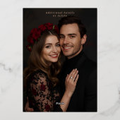 Gothic Dark Wedding Invitation Fotosjabloon Folie Feestdagenkaart (Achterkant)