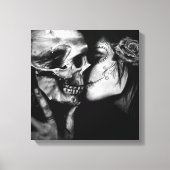Gothic Day of the Dead Black and White Skull Canvas Afdruk (Voorkant)