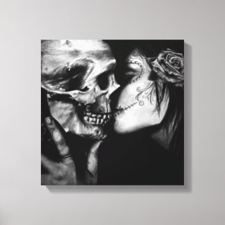 Gothic Day of the Dead Black and White Skull Canvas Afdruk