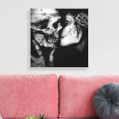 Gothic Day of the Dead Black and White Skull Canvas Afdruk (Insitu (Woonkamer))