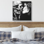 Gothic Day of the Dead Black and White Skull Canvas Afdruk (Insitu (Slaapkamer))