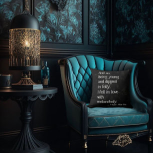 Gothic Dead Roos en Poe Quote Sierkussen