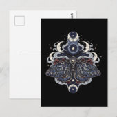 Gothic Death Moth and Moon Phases Briefkaart (Voorkant / Achterkant)