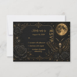 Gothic Death Moth Bruiloft Dark Romance RSVP Kaartje