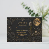 Gothic Death Moth Bruiloft Dark Romance RSVP Kaartje (Staand voorkant)
