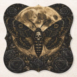 Gothic Death Moth Huwelijk - Donkere Romantiek Kartonnen Onderzetters