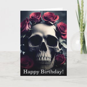 Gothic Death Skull and Rozen Birthday Kaart