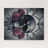 Gothic Death Skull and Rozen Floral Sigil Legpuzzel (Horizontaal)