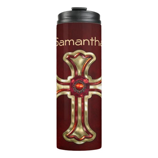 Gothic Decadance Gold & Ruby Jeweled Thermosbeker (Voorkant)
