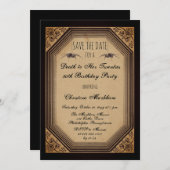 Gothic Deco Death to her 20s Birthday Party Save The Date (Voorkant / Achterkant)