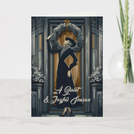 Gothic Deco | Donkere Academia Krans Feestdagen Kaart