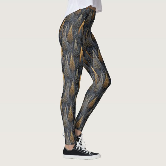 Gothic Deco | Gouden Geometrische Bomen Leggings (Rechts)