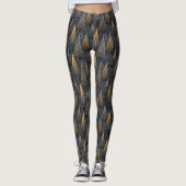 Gothic Deco | Gouden Geometrische Bomen Leggings (Voorkant)