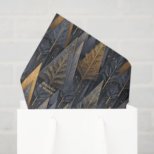 Gothic Deco | Gouden Geometrische Bomen Tissuepapier (Cadeauzakje)