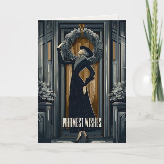 Gothic Deco | Moderne Krans Feestdagen Kaart (Voorkant)