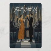 Gothic Deco | Skyline Toast Kerstfeestje Kaart (Voorkant)