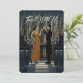 Gothic Deco | Skyline Toast Kerstfeestje Kaart (Staand voorkant)