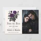 Gothic Deep Amethyst Paarse Roos uw foto Save The Date (Voorkant)