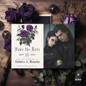 Gothic Deep Amethyst Paarse Roos uw foto Save The Date
