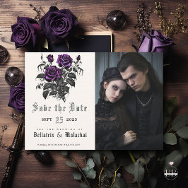 Gothic Deep Amethyst Paarse Roos uw foto Save The Date