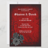 Gothic Deep Red Black Roses Wedding Invitation Kaart (Voorkant)