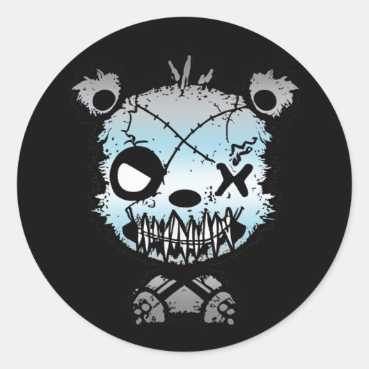 Gothic Demiboy Pride Vlaggekleurd Beer Ronde Sticker (Voorkant)