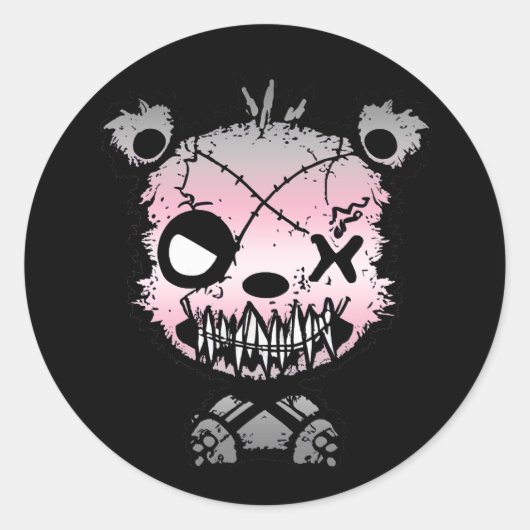 Gothic Demigirl Pride Flag gekleurd Beer Ronde Sticker (Voorkant)