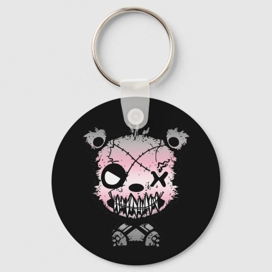 Gothic Demigirl Pride Flag gekleurd Beer Sleutelhanger (Achterkant)