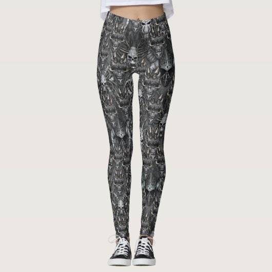 Gothic Demons en Skulls Duivel Satanische Gamers Leggings (Voorkant)