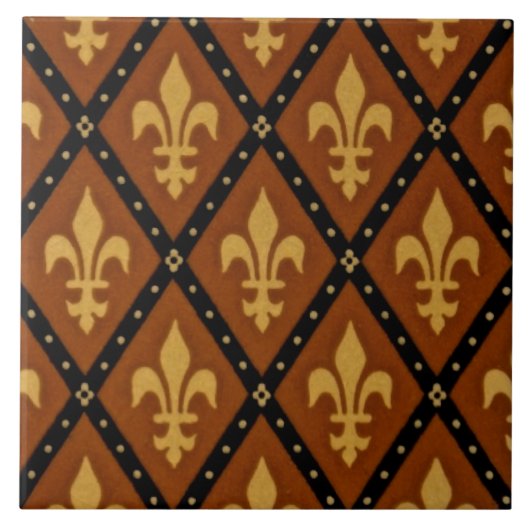 Gothic Design Fleur de Lis Motif Terra Cotta Tile Tegeltje (Voorkant)