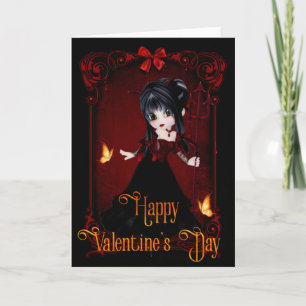 Gothic Devil Girl Happy Valentine Day Kaart 1