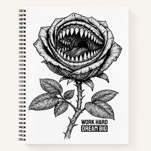 Gothic Devil Rose Sticker – Dark Horror Floral Notitieboek (Voorkant)