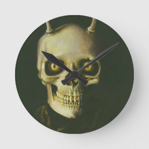 Gothic Devil Skull Clock Ronde Klok