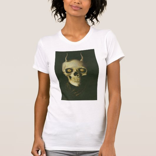 Gothic Devil Skull Dames verwoest T-Shirt (Voorkant)