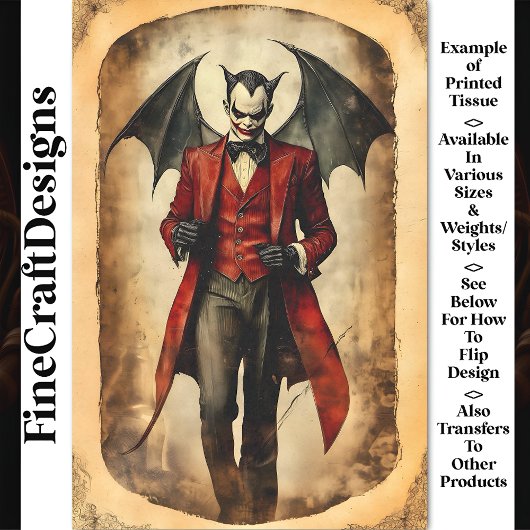 Gothic Devil Vampire Sinister Make-up BB3 Decoupag Tissuepapier