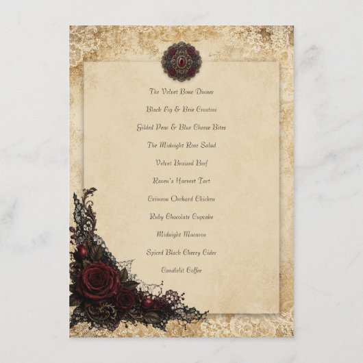 Gothic Dinner Menu Kaart (Achterkant)