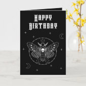 Gothic doden hoofd Hawk Moth Verjaardag Kaart (Gele Bloem)
