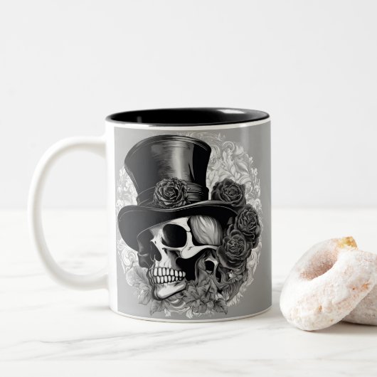 Gothic doet de romantiek herleven tweekleurige koffiemok (Met donut)