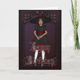 Gothic Doll Design 1 Happy Birthday Kaart