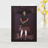 Gothic Doll Design 1 Happy Birthday Kaart (Gele Bloem)