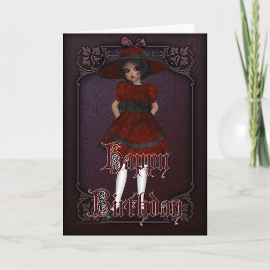 Gothic Doll Design 4 Happy Birthday Kaart (Voorkant)
