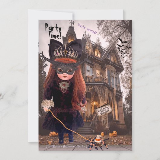 Gothic Doll Halloween Uitnodiging (Voorkant)