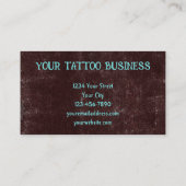 Gothic donker Blauwgroen bruin schedel Tattoo Shop Visitekaartje (Achterkant)