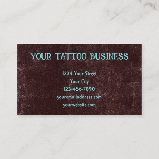 Gothic donker Blauwgroen bruin schedel Tattoo Shop Visitekaartje (Achterkant)