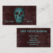 Gothic donker Blauwgroen bruin schedel Tattoo Shop Visitekaartje (Voorkant / Achterkant)