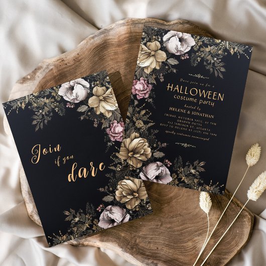 Gothic donker bloemig volwassen Halloween feest Kaart