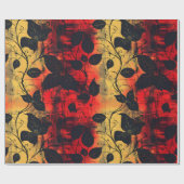 Gothic donker gevoel zwart geel rood cadeaupapier (Vlak)