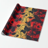 Gothic donker gevoel zwart geel rood cadeaupapier (Uitgerold)