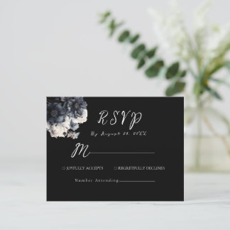 Gothic donker Halloween bruiloft zwart RSVP Briefkaart